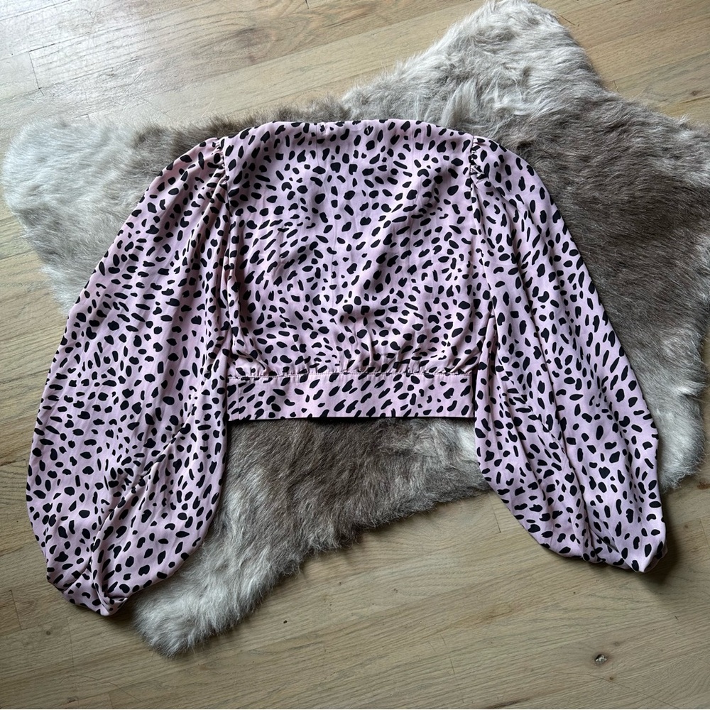 Signature8 Polka-Dot Crop Balloon Sleeve Top - Medium - NWT - Picture 2 of 5